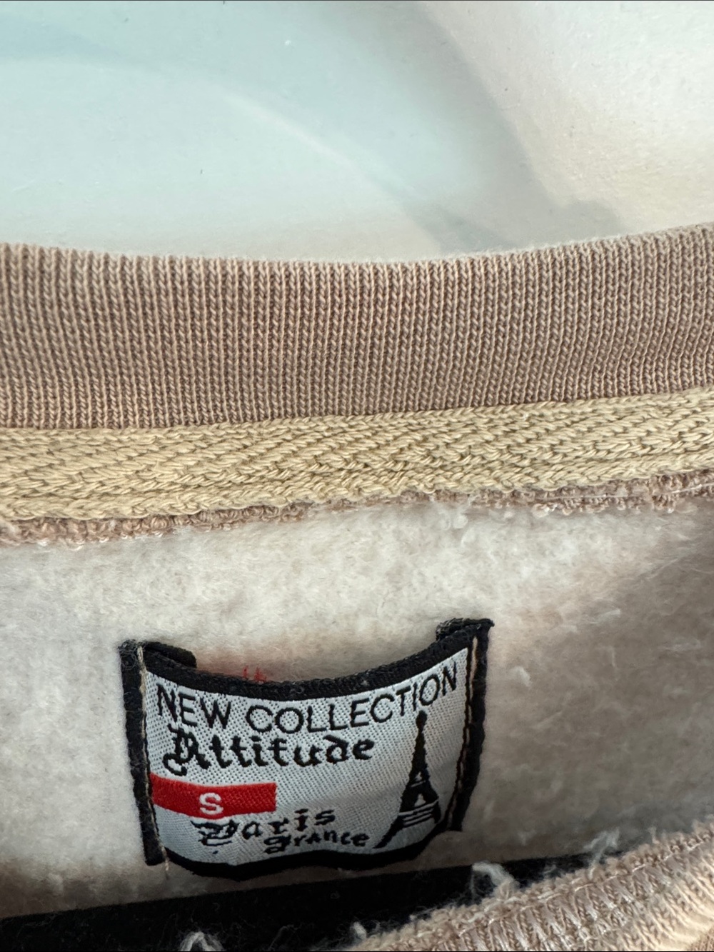 Beige Sweatshirt with Rhinestone Monaco Patch Size Small Made in France Bling F1 - Picture 5 of 7
